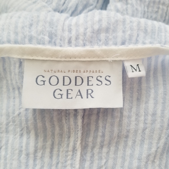 Goddess Gear organic linen ruffle dress with cap sleeves sz M - Picture 7 of 10